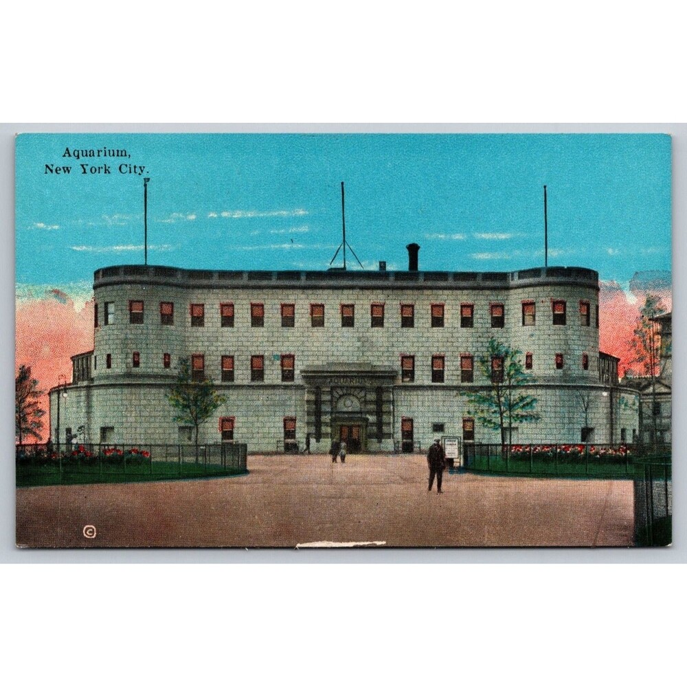 Vintage Postcard NYC Aquarium Battery Park Castle Garden Fort Manhattan Pub 25